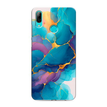 Силиконовый противоударный чехол на Huawei Y7 (2019) с принтом Мрамор блестки