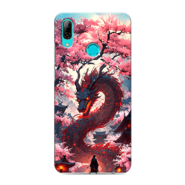 Силиконовый противоударный чехол на Huawei Y7 (2019) с принтом Дракон Японский