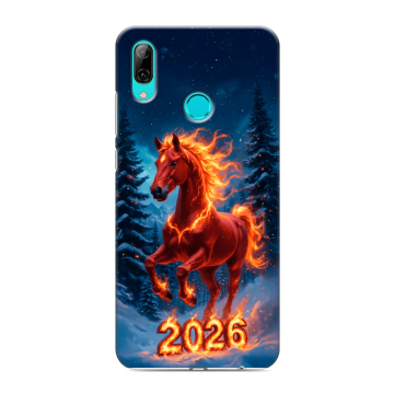 Силиконовый противоударный чехол на Huawei Y7 (2019) с принтом Новый год коня