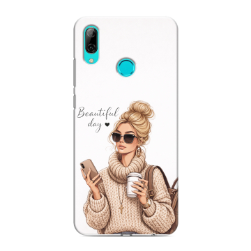 Силиконовый противоударный чехол на Huawei Y7 (2019) с принтом женский