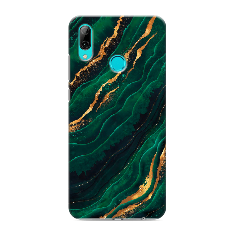 Силиконовый противоударный чехол на Huawei Y7 (2019) с принтом Мрамор зеленое золото Силиконовый противоударный чехол на Huawei Y7 (2019) с принтом Мрамор зеленое золото