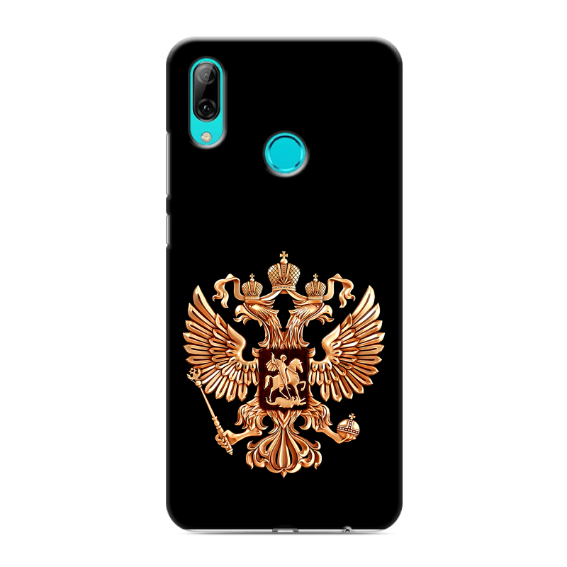 Силиконовый противоударный чехол на Huawei Y7 (2019) с принтом Герб России золотой Силиконовый противоударный чехол на Huawei Y7 (2019) с принтом Герб России золотой