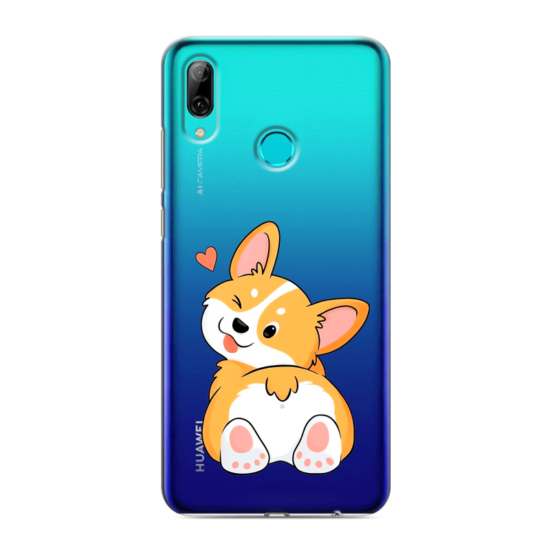 Силиконовый противоударный чехол на Huawei Y7 (2019) с принтом Корги Силиконовый противоударный чехол на Huawei Y7 (2019) с принтом Корги