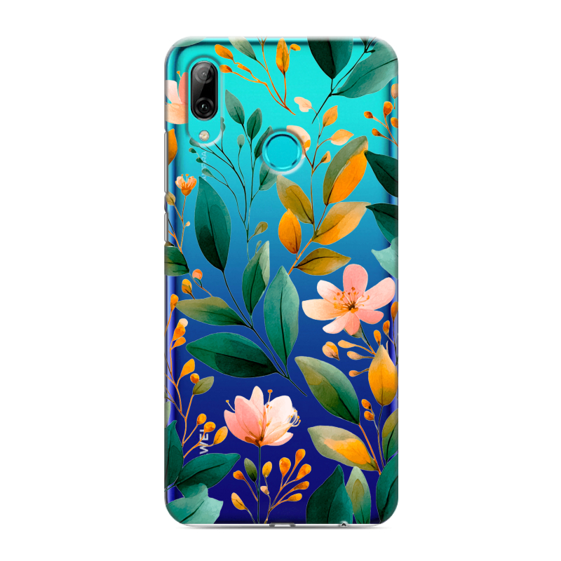 Силиконовый противоударный чехол на Huawei Y7 (2019) с принтом Цветы паттерн Силиконовый противоударный чехол на Huawei Y7 (2019) с принтом Цветы паттерн