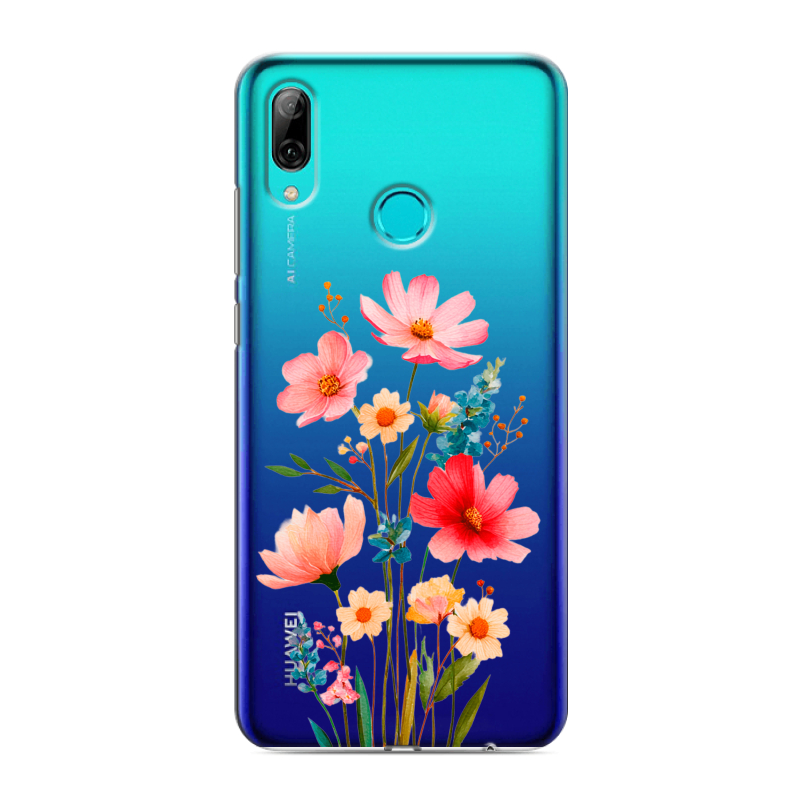 Силиконовый противоударный чехол на Huawei Y7 (2019) с принтом Цветы Силиконовый противоударный чехол на Huawei Y7 (2019) с принтом Цветы