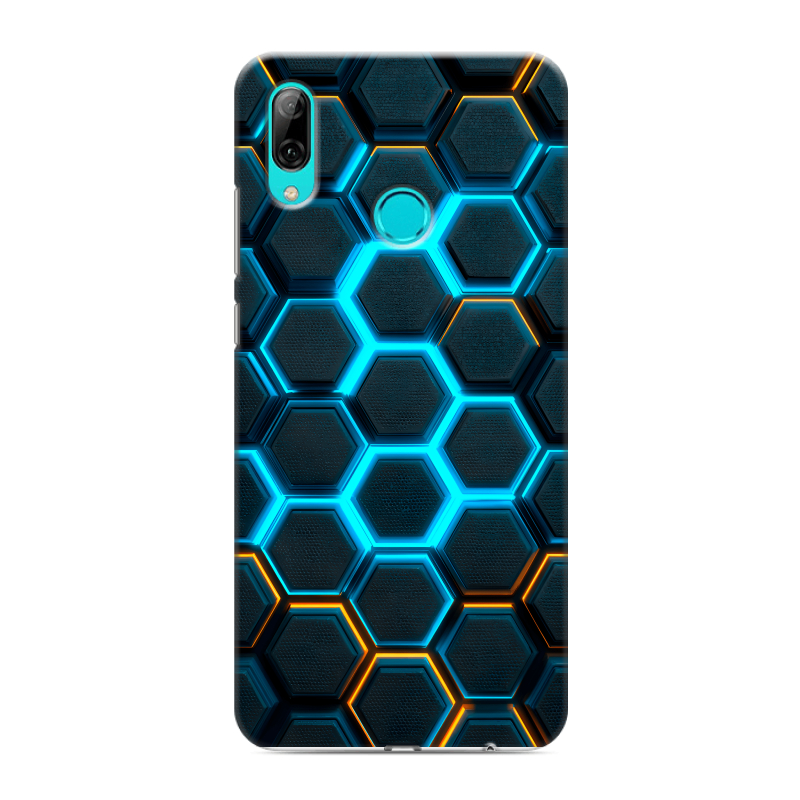 Силиконовый противоударный чехол на Huawei Y7 (2019) с принтом Неоновые соты Силиконовый противоударный чехол на Huawei Y7 (2019) с принтом Неоновые соты