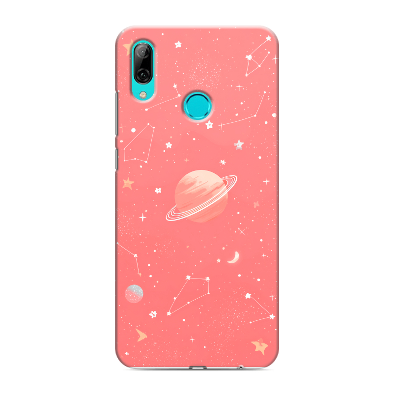 Пластиковый чехол на Huawei Y7 (2019) с принтом Розовый космос Пластиковый чехол на Huawei Y7 (2019) с принтом Розовый космос