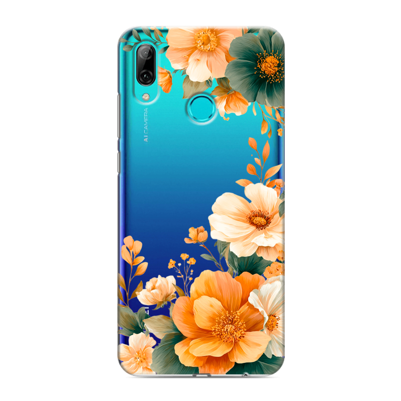 Силиконовый противоударный чехол на Huawei Y7 (2019) с принтом Цветы принт Силиконовый противоударный чехол на Huawei Y7 (2019) с принтом Цветы принт
