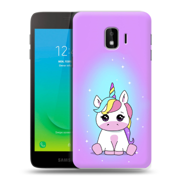Силиконовый противоударный чехол на Samsung Galaxy J2 Core с принтом Единорог Силиконовый противоударный чехол на Samsung Galaxy J2 Core с принтом Единорог