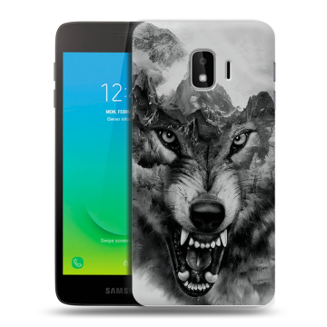 Силиконовый противоударный чехол на Samsung Galaxy J2 Core с принтом Волк Силиконовый противоударный чехол на Samsung Galaxy J2 Core с принтом Волк