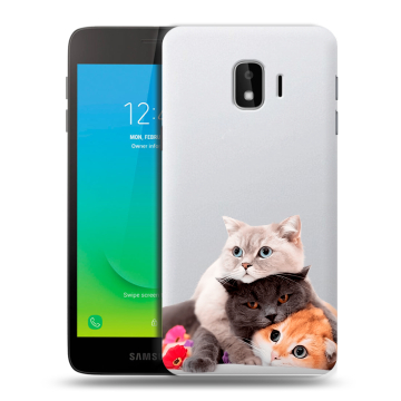 Силиконовый противоударный чехол на Samsung Galaxy J2 Core с принтом Кошки Силиконовый противоударный чехол на Samsung Galaxy J2 Core с принтом Кошки