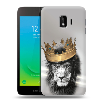 Силиконовый противоударный чехол на Samsung Galaxy J2 Core с принтом Лев с короной Силиконовый противоударный чехол на Samsung Galaxy J2 Core с принтом Лев с короной