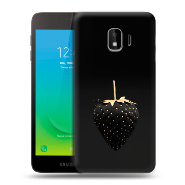 Силиконовый противоударный чехол на Samsung Galaxy J2 Core с принтом Черная клубника Силиконовый противоударный чехол на Samsung Galaxy J2 Core с принтом Черная клубника