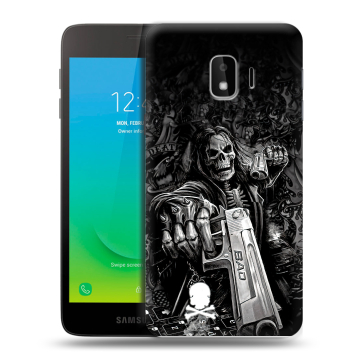 Силиконовый противоударный чехол на Samsung Galaxy J2 Core с принтом Скелет Силиконовый противоударный чехол на Samsung Galaxy J2 Core с принтом Скелет