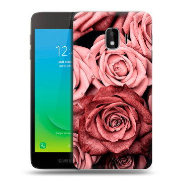 Силиконовый противоударный чехол на Samsung Galaxy J2 Core с принтом Цветы розы Силиконовый противоударный чехол на Samsung Galaxy J2 Core с принтом Цветы розы