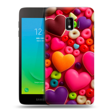 Силиконовый противоударный чехол на Samsung Galaxy J2 Core с принтом Сердечки Силиконовый противоударный чехол на Samsung Galaxy J2 Core с принтом Сердечки