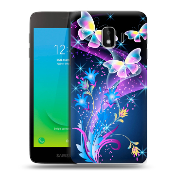 Силиконовый противоударный чехол на Samsung Galaxy J2 Core с принтом Бабочки Силиконовый противоударный чехол на Samsung Galaxy J2 Core с принтом Бабочки