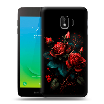 Силиконовый противоударный чехол на Samsung Galaxy J2 Core с принтом Розы красные Силиконовый противоударный чехол на Samsung Galaxy J2 Core с принтом Розы красные