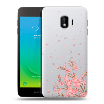 Силиконовый противоударный чехол на Samsung Galaxy J2 Core с принтом Ветка сакуры Силиконовый противоударный чехол на Samsung Galaxy J2 Core с принтом Ветка сакуры
