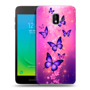 Силиконовый противоударный чехол на Samsung Galaxy J2 Core с принтом Бабочки Силиконовый противоударный чехол на Samsung Galaxy J2 Core с принтом Бабочки