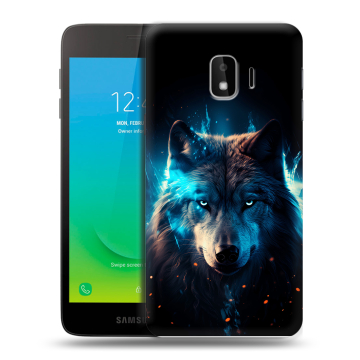 Силиконовый противоударный чехол на Samsung Galaxy J2 Core с принтом Волк ночной