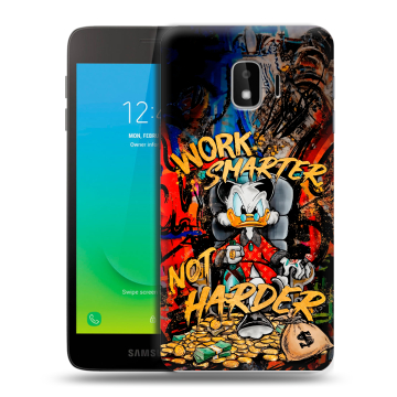 Силиконовый противоударный чехол на Samsung Galaxy J2 Core с принтом Дональд Дак Деньги Силиконовый противоударный чехол на Samsung Galaxy J2 Core с принтом Дональд Дак Деньги