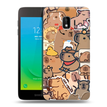 Силиконовый противоударный чехол на Samsung Galaxy J2 Core с принтом капибара Силиконовый противоударный чехол на Samsung Galaxy J2 Core с принтом капибара