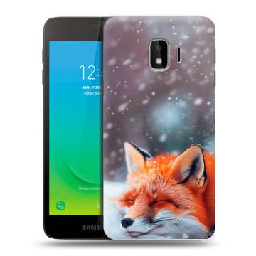 Силиконовый противоударный чехол на Samsung Galaxy J2 Core с принтом лиса Силиконовый противоударный чехол на Samsung Galaxy J2 Core с принтом лиса
