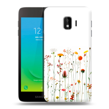 Силиконовый противоударный чехол на Samsung Galaxy J2 Core с принтом цветы Силиконовый противоударный чехол на Samsung Galaxy J2 Core с принтом цветы