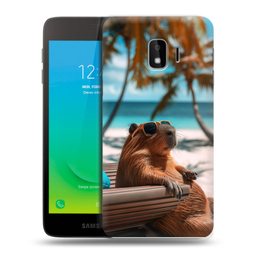 Силиконовый противоударный чехол на Samsung Galaxy J2 Core с принтом Капибара Силиконовый противоударный чехол на Samsung Galaxy J2 Core с принтом Капибара