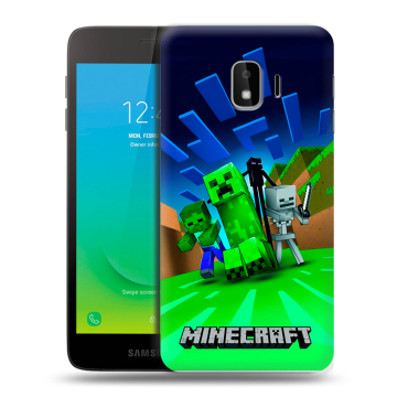 Силиконовый противоударный чехол на Samsung Galaxy J2 Core с принтом Майнкрафт