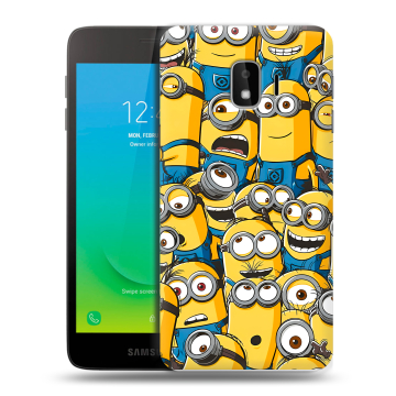 Силиконовый противоударный чехол на Samsung Galaxy J2 Core с принтом Миньоны Силиконовый противоударный чехол на Samsung Galaxy J2 Core с принтом Миньоны