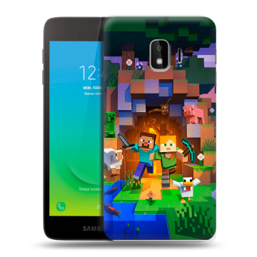 Силиконовый противоударный чехол на Samsung Galaxy J2 Core с принтом Майнкрафт Minecraft