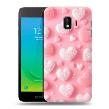 Силиконовый противоударный чехол на Samsung Galaxy J2 Core с принтом Сердечки Силиконовый противоударный чехол на Samsung Galaxy J2 Core с принтом Сердечки