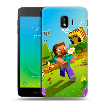 Силиконовый противоударный чехол на Samsung Galaxy J2 Core с принтом Майнкрафт Minecraft
