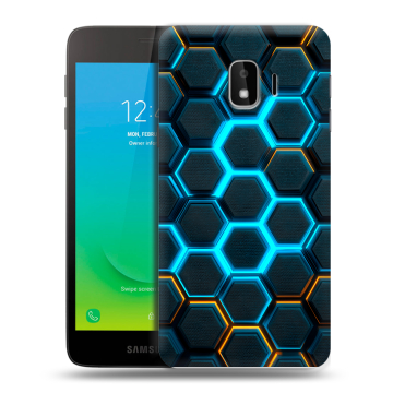 Силиконовый противоударный чехол на Samsung Galaxy J2 Core с принтом Неоновые соты Силиконовый противоударный чехол на Samsung Galaxy J2 Core с принтом Неоновые соты