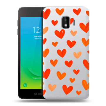 Силиконовый противоударный чехол на Samsung Galaxy J2 Core с принтом Сердечки Силиконовый противоударный чехол на Samsung Galaxy J2 Core с принтом Сердечки