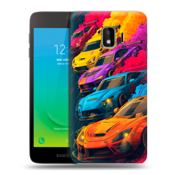 Силиконовый противоударный чехол на Samsung Galaxy J2 Core с принтом Тачки Силиконовый противоударный чехол на Samsung Galaxy J2 Core с принтом Тачки