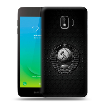 Силиконовый противоударный чехол на Samsung Galaxy J2 Core с принтом Герб Флаг СССР