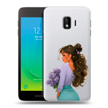 Силиконовый противоударный чехол на Samsung Galaxy J2 Core с принтом девушка цветы