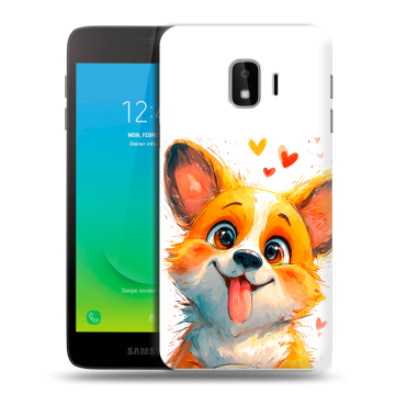Силиконовый противоударный чехол на Samsung Galaxy J2 Core с принтом корги Силиконовый противоударный чехол на Samsung Galaxy J2 Core с принтом корги