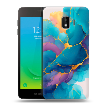 Силиконовый противоударный чехол на Samsung Galaxy J2 Core с принтом Мрамор блестки