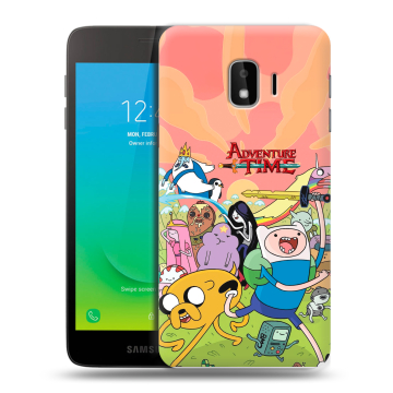Силиконовый противоударный чехол на Samsung Galaxy J2 Core с принтом Adventure time Время приключений