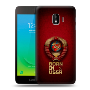 Силиконовый противоударный чехол на Samsung Galaxy J2 Core с принтом Флаг Герб СССР