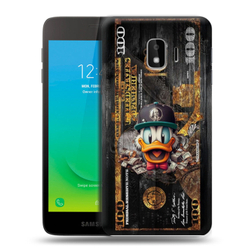 Силиконовый противоударный чехол на Samsung Galaxy J2 Core с принтом Дональд Дак Доллар Силиконовый противоударный чехол на Samsung Galaxy J2 Core с принтом Дональд Дак Доллар