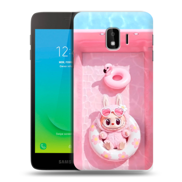 Силиконовый противоударный чехол на Samsung Galaxy J2 Core с принтом Labubu Лабубу Силиконовый противоударный чехол на Samsung Galaxy J2 Core с принтом Labubu Лабубу