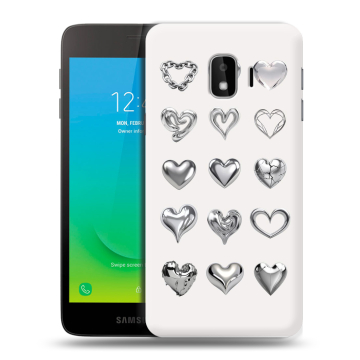 Силиконовый противоударный чехол на Samsung Galaxy J2 Core с принтом Y2K сердечки Силиконовый противоударный чехол на Samsung Galaxy J2 Core с принтом Y2K сердечки