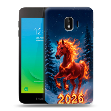 Силиконовый противоударный чехол на Samsung Galaxy J2 Core с принтом Новый год коня Силиконовый противоударный чехол на Samsung Galaxy J2 Core с принтом Новый год коня