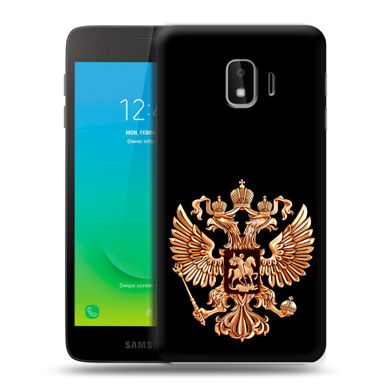 Пластиковый чехол на Samsung Galaxy J2 Core с принтом Герб России золотой Пластиковый чехол на Samsung Galaxy J2 Core с принтом Герб России золотой