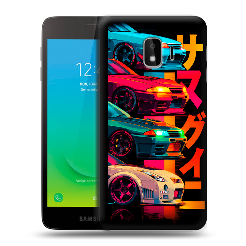 Силиконовый противоударный чехол на Samsung Galaxy J2 Core с принтом Гоночные машины Силиконовый противоударный чехол на Samsung Galaxy J2 Core с принтом Гоночные машины